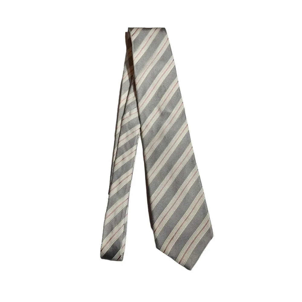 Moschino Mens Neck Tie Pink White‎ Gray Stripes